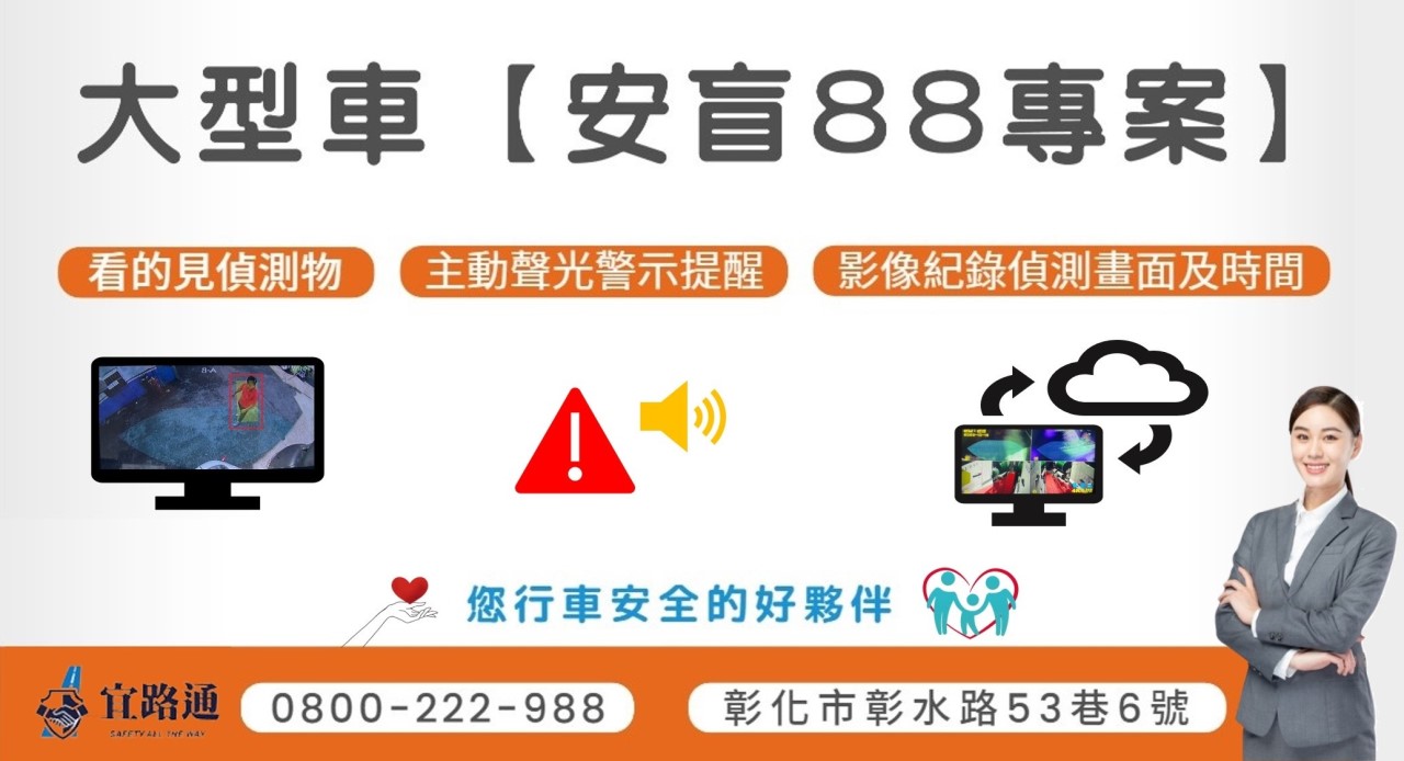AI盲區影像辨識系統【安盲88專案】  預收安裝費